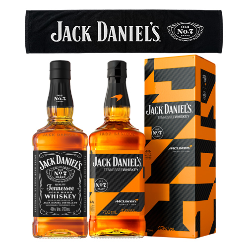 ジャックダニエル 飲み比べ 2本セット ブラック Old No.7 マクラーレン ボトル 2026 700ml×2 マフラータオル付き 正規品 アメリカ バーボン テネシー ウイスキー コラボ 限定 長S 予約 2026/8/1以降発送予定